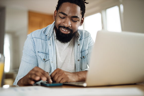 Man working at a laptop