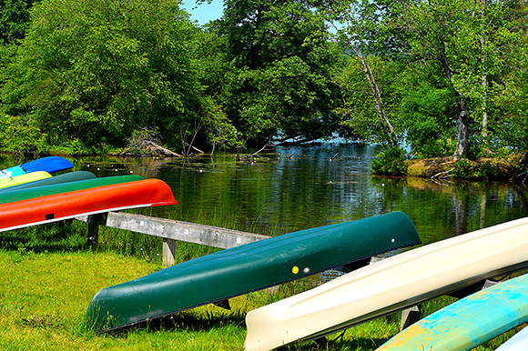 Kayaks on a lake